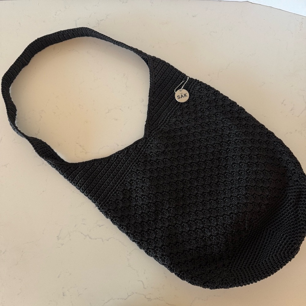 The Sak 120 Hobo Black Crochet Shoulder Bag